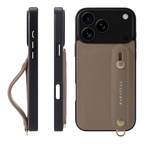 HANATORA for iPhone 17ProMax �P�[�X �{�v �ϏՌ� �w�ʃx���g �X�}�z�P�[�X �X�}�z �X�^���h�@�\ �l�b�N �X�g���b�v �t�� �G���{�X���U�[ �M�t�g �}�O�l�b�g�Ȃ� �g�[�v NGH-17ProMax-Taupe