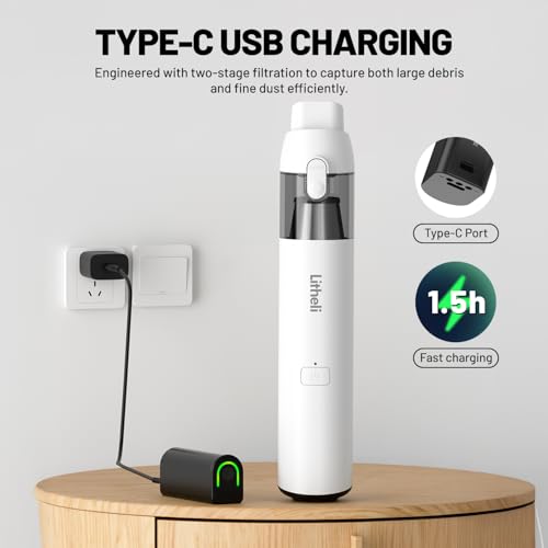 Image of LiTHELi Handheld Vacuum Cleaner Cordless,10000Pa Suction Power with Rechargeable U Battery Ultra Lightweight Mini Car Vacuum,for Car, Home, Pet and Other Crevices, Yellow