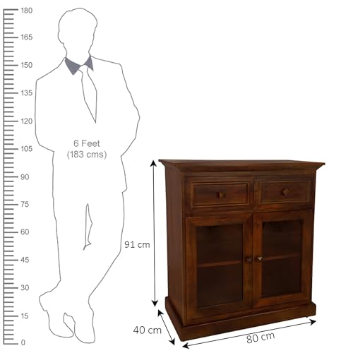 Image of The Attic Ardenwood Classic Glass Door Sideboard,Wooden Sideboard Cabinet,Honey Glass