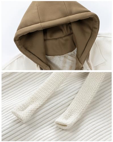 Image of PEGENO Men's Fleece Lined Corduroy Full Zip Hooded Jacket Button Down Winter Outdoor Coat