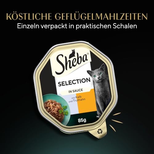 SHEBA Schale Nassfutter für Katzen Selection in Sauce mit Kalb und Truthahn 2 x 11 x 85g