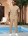 LecGee Mens Short Sleeve Button Down Shirts Fashion Textured Summer Beach Shirt And Pants 2 Piece Outfits