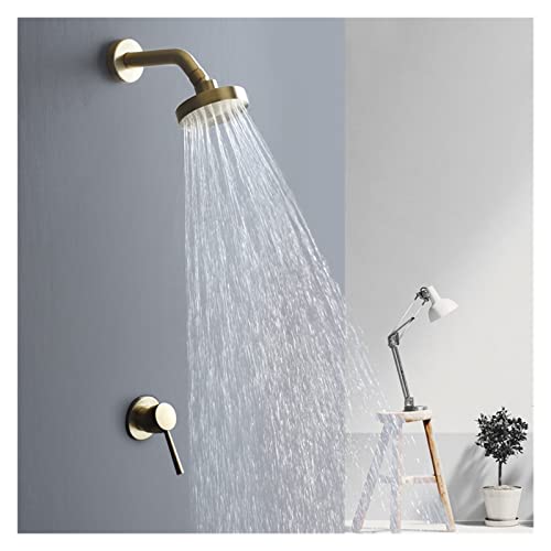 Douche de tête cascade or brossé en laiton mural luxe - 7