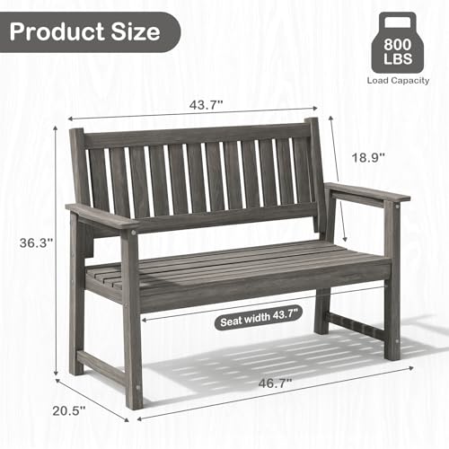 Image of All Weather Poly Lumber Outdoor Garden Bench, 2-Person, Light Gray