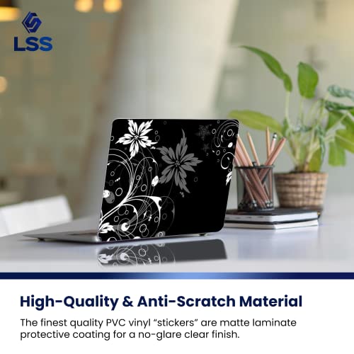 Image of LSS 17 17.3 Inches Laptop Notebook Skin Sticker with 2 Wrist Pads - Reusable Cover Protector Vinyl Sticker Cover Decal Fits 17 inch - 19 inch HP Asus Acer Samsung - Black and White Floral