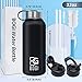 BOGI Insulated Water Bottle 32 oz, Double Wall Vacuum Stainless Steel Water Bottle with Straw and 3 Lids, Sweat-Proof Wide Mouth Metal Water Bottle Keeps Hot or Cold for Sports Gym Office (Black)
