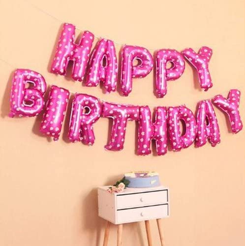 Image of Party Propz Pink Happy Birthday Decoration Kit -2Pcs Set HBD Foil Balloon With Led Light Birthday Decorations Items For Bday Lights Combo Pack Set, Husband,Wife, First, 2nd,30th,40th,50th Theme