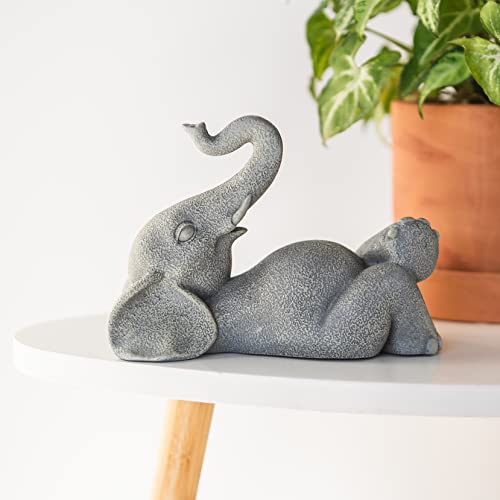 Boulevard East Concepts 6.5" Good Luck Elephant Lounging With Raised Trunk Statue Garden Sculpture - Good Luck Gifts, Zen Garden Decor, Garden Decorations, Patio Lawn Yard Decor (6.5 Inch) #TOP3