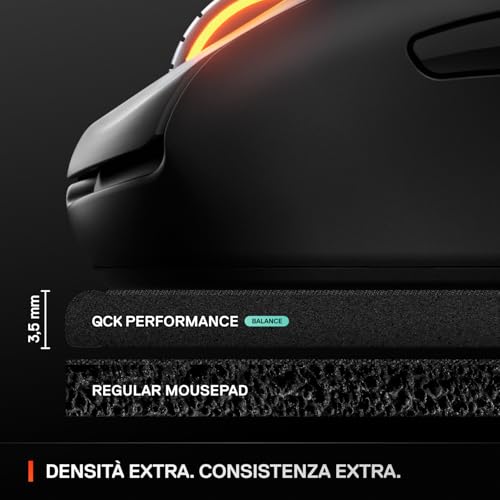 QcK XL Performance Balance, mousepad da gioco - Densità extra per scorrevolezza top - Cuciture ai bordi a basso profilo - Base in neoprene antiscivolo - 900 x 400 mm - FPS, MOBA, RTS, MMO - Tastiera gaming - Immagine 3