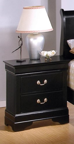 Coaster Nightstand Louis Philippe Style in Deep Black Finish