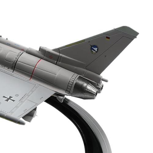 NUOTIE EF2000 Typhoon 1/100 Druckguss-Metall-Kampfflugzeug-Modellbausatz, Militär-Eurofighter-Deutschland-Legierung, vorgefertigtes Kampfjet-Modell mit Ausstellungsstand