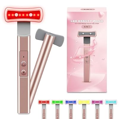 Red Light Therapy for Face, 6 in 1 LED Light Therapy Eye Equipment for Skin,Face Wand with Facial Massager, Skincare Facial Wand,Vibration, Thermal, Microcurrent,Portable Beauty Tools