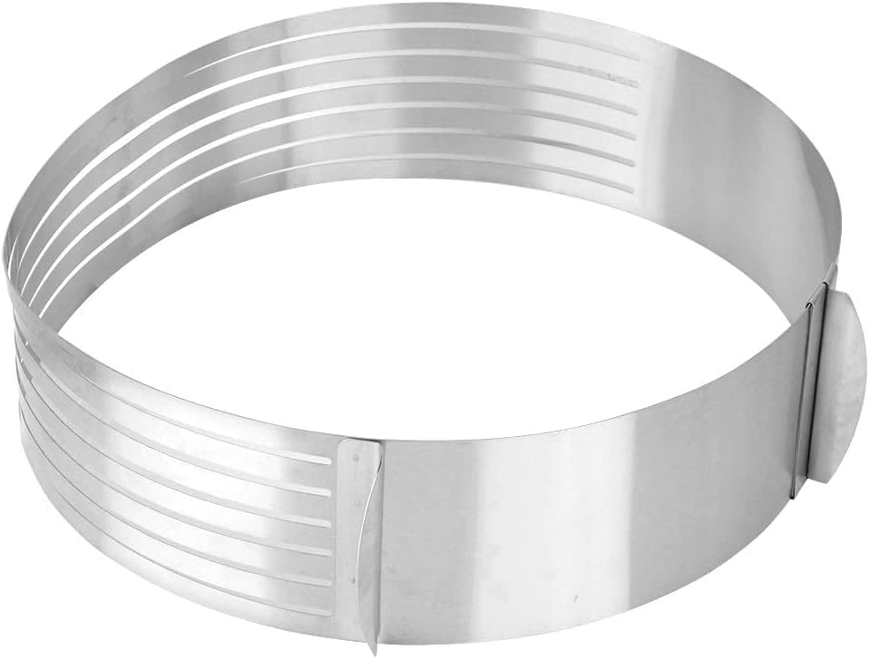 Miniatura 5 de OVAST Anillo de corte para tartas, tamaño ajustable, para rebanadas uniformes, rebanadoras circulares, herramientas para hornear, molde de corte de