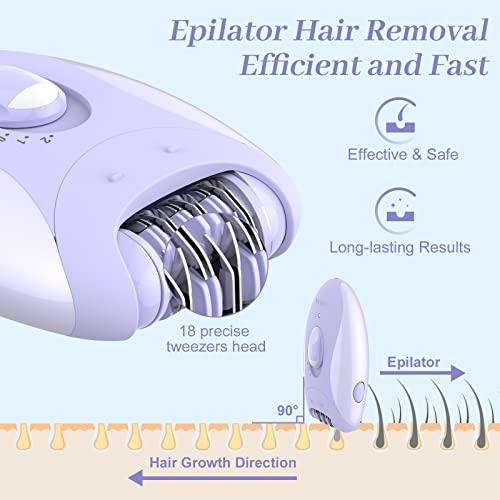 Epilator For Women, Vinsena 2 In 1 Hair Removal Epilator For Women, Cordless Ladies Electric Epilator With Epilator Head & Shaver Head, For Underarms, Legs, Arms, Bikini, With Led Light #TOP2