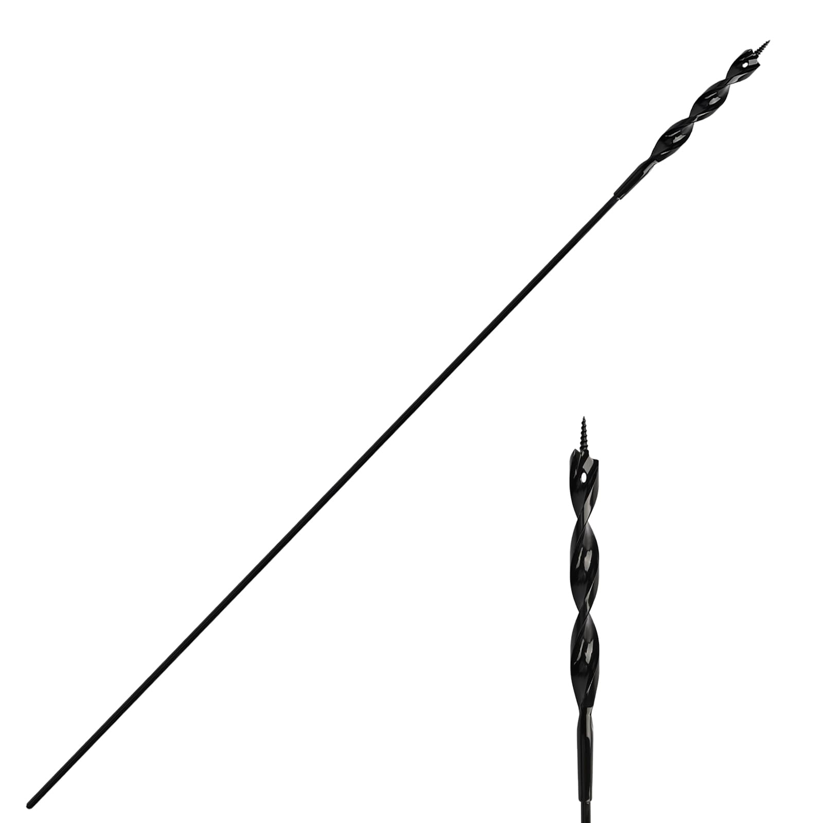 flexible installer drill bit for pulling wires through walls ceilings and sidewalks, 54-inch long, 3/8-inch auger with a fish eye hole and screw point, 3/16" 3-flat anti-slip shank.