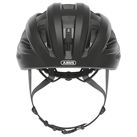 Abus, Casco per bici da corsa ABUS Macator, casco da bici sportivo per principianti, adatto per capelli raccolti a coda, per uomo e donna, nero opaco, taglia L