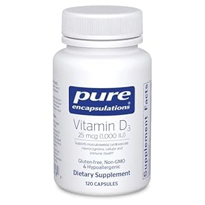 Pure Encapsulations Vitamin D3 1,000 IU – Hypoallergenic Vitamin D Supplement – Immune System, Bone and Muscle Function Support – 120 Capsules