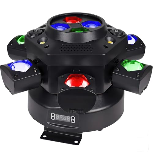 ステージライト ムービングヘッド 6アーム ハニカムデザイン 音声/自動/リモコンモード バー・クラブ・カラオケ・結婚式・パーティー・ライブ・イベント向け 日本語取扱説明書付 ブラック（電池別売）の画像