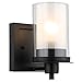 Designers Impressions Juno Matte Black 1 Light Wall Sconce/Bathroom Fixture with Clear and Frosted Glass: 73482