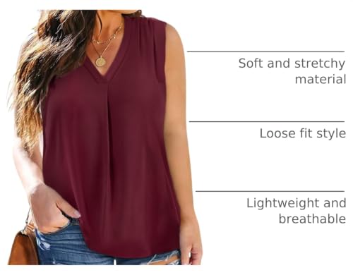 Image of Eytino Womens Plus Size Tank Tops Summer Sleeveless V Neck Casual Loose Chiffon Blouse Office Work Shirts(1X-5X)