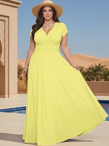 Image of KOH KOH Womens Sexy Cap Short Sleeve V-Neck Flowy Cocktail Gown