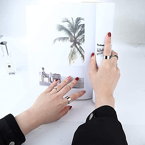 HAIAISO 8-10 Pcs Knuckle Rings Set Stainless Steel Ring Simple Smooth Finger Stackable Rings Set for Women Plain Band Rings4