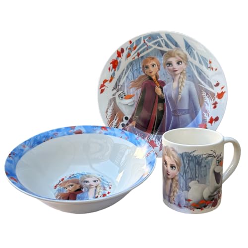 set 3 pezzi in ceramica frozen disney tazza ciotola piatto stoviglie per bambini in confezione