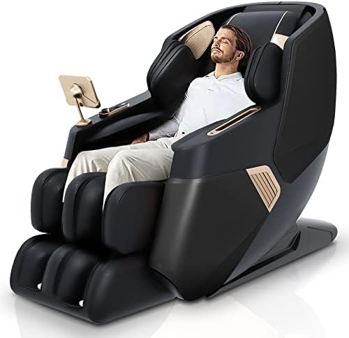 Molylex SL-Track Massage Chair Recliner, Full Body Zero Gravity Massage Chair with AI Voice Control, Heating, Body Scan, Bluetooth Speaker, Airbags, Touch Screen, Foot Roller, Black