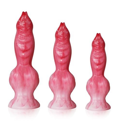 JXszxbt Silikon Realistischer Hund Dildo Tier Wolf Dildos Analplug Hundedildo mit Saugnapf Dog Penis Groß Knoten Analdildo Prostata Stimulator G-Punkt Masturbatoren Sexspielzeug für Frauen Männer(S)