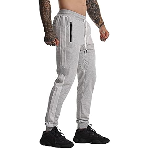FLYFIREFLY Men's Gym Sport Pants Bodybuilding Workout Running Jogger Gray Cover