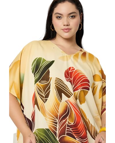 Image of Gypsie Blu Women Plus Size Kaftan Dress Beach Cover Up Maxi Dresses for Women, V-Neck Kimono Sleeve 1X-3X