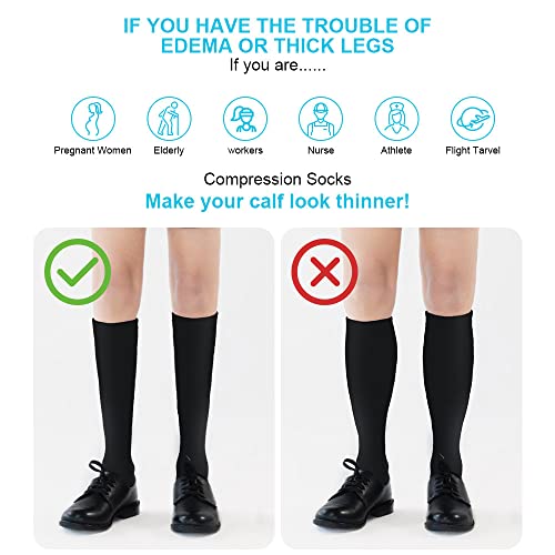 ACWOO Calcetines de Compresion para Hombres y Mujeres, 15-20 mmHg Calcetines de Compresión, Medias de Compresion para Correr, Running Deporte, Volar, Viajes, Varicosas, Enfermeras - imagen 5
