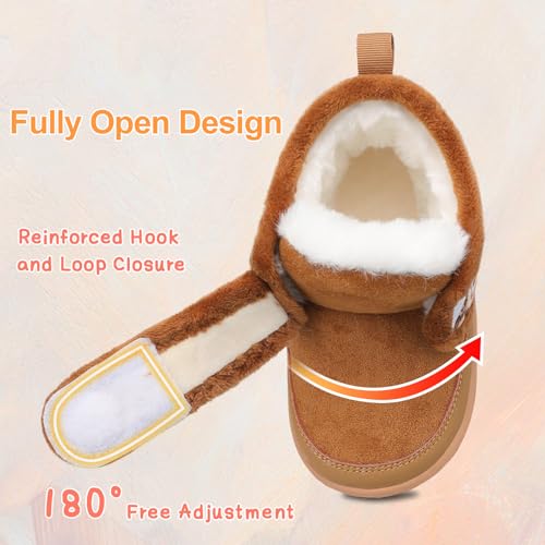 Scurtain Toddler Slippers Girl Boy House Shoes Fuzzy Hard Bottom Winter Boots Baby Cozy Walking Sock Shoes3