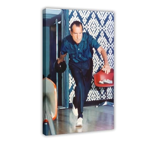 GIEIG Richard Nixon Bowling Vintage Old Photo Poster Impression sur toile pour chambre...