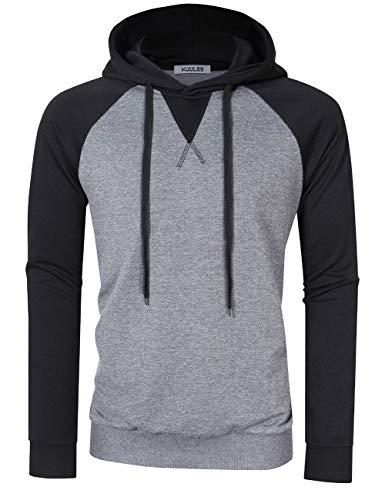 KUULEE Men's Long Sleeve Raglan Henley Jersey Hoodie Shirt (L, style1)