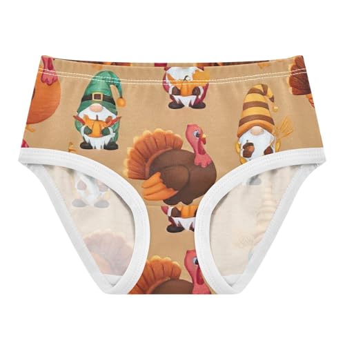Underwear for Girls, Fall Gnome Pumpkin Tan Toddler Briefs, Cotton Girls Underwear, 2T–8 Years