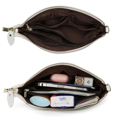 Image of YALUXE Genuine Leather Wristlet Handbags Purses Cell Phone Pocket Clutch Wallet Crossbody Bags for Women