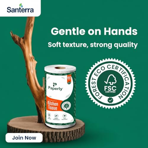 Image of Kitchen Tissue Roll 2 Ply, 60 Sheets, Highly Absorbent Oil & Spill Cleaning Paper Towels, Soft Tear Resistant Disposable Kitchen Wipes (Pack 3)