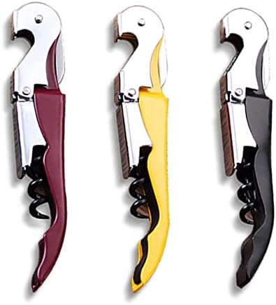 QINGHEC Corkscrew Bottle Opener , Carbon Steel 3 in 1 Beer and Wine Bottle Opener, Waiters Corkscrew and Foil Cutters for Sommeliers, Waiters and Bartenders-Set of 3- (Black,Red,Yellow)