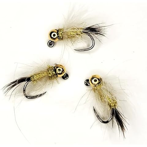 Brass Bead Head Jig Nymph - Wet Fly - Size #12 - Pack of 3 – Premium Hand Tied Quality - Flyfish for Trout, Bass, Bluegill, Crappie, Grayling, and Other Gamefish – Golden Tippet Fly Co. Brand Flies. Cover