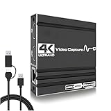 Sxhlseller 4K HDMI -Capture -Karte für Streaming, Full HD 1080p 60 Hz Audio Video Capture -Karte, Hochgeschwindigkeits -USB3.0 und Integrierte RJ45, Arbeit mit Kamera, PC, Gaming