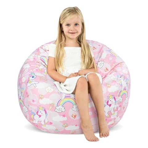 Decalsweet Pink Unicorn Kids Bean Bag Chair Cover Cover