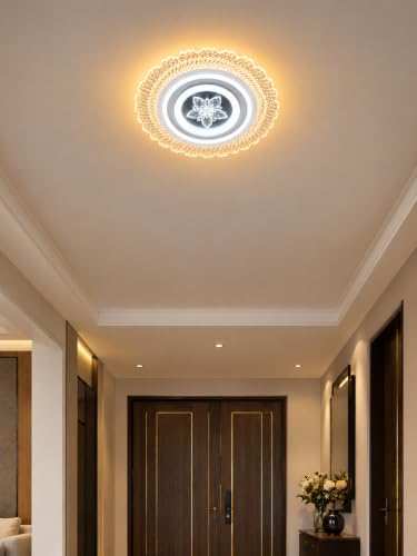Image of FILLISKA Aluminium Luxurious 3 in 1 Led Ceiling /Wall Chandelier Light with 3 Step Colour Changing Function (Acrylic White Round-671-2)(300MM)