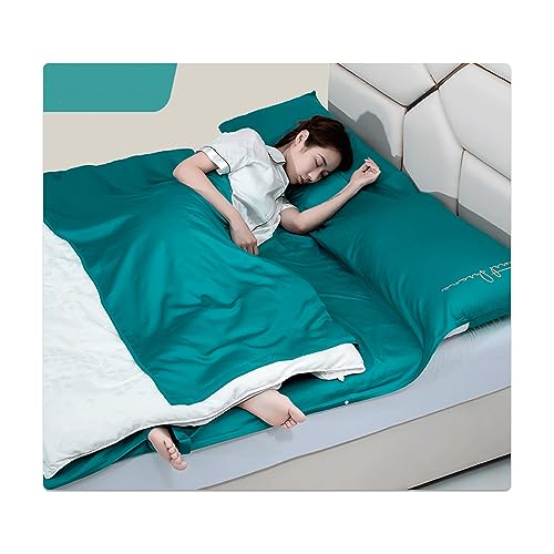 RUZGAR Sleeping Bag Liner Large Small Sized Travel Sheet 300 Thread Count Long Staple Cotton Ultra Lightweight Sleep Liner Single Double Travel Bed Sheet (Color : Green, Size : 200x210cm-78x82)