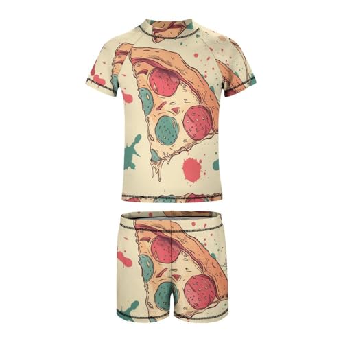 Pepperoni Pizza PatternChildren's Casual Swimsuit Set - Simple and Versatile9-11Y（140cm）2