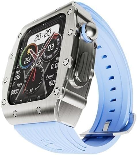 Luxury Men Zinc Alloy Watch Case Slicone Band，For Apple Watch 45mm 44mm Replacement Accessories，Rm Metal Bezel Modification Kit，For Iwatch Ultra 8/7/6/5/4/SE Series DIY