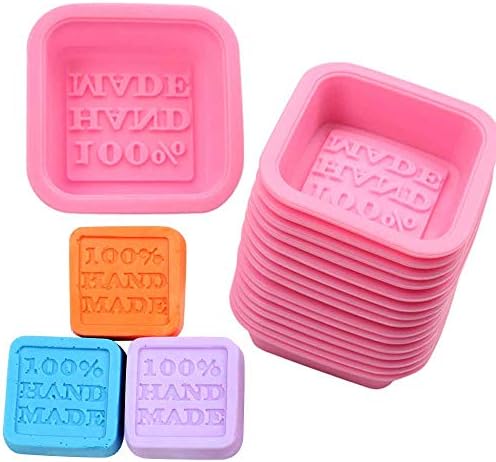 COOKNBAKE Silicone Mould for 100% Handmade Soap Mould DIY Soap Mould Craft Art Soap Making Moulds Square Shape Set of 15