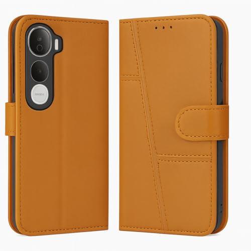 Image of for Vivo Y400 Pro 5G Flip Cover Leather Finish | Inside TPU with Card Pockets | Wallet Stand | Complete Protection Flip Case