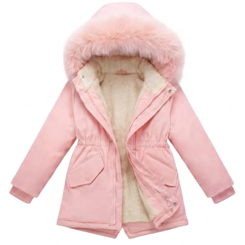 Image of Girl Winter Coat Heavyweight Hooded Puffer Jacket Kid Parka Outwear | Detachable Faux Fur Hood; Soft Fleece-Lined; Water-Resistant Outerwear; Zip-Up Cold-Weather Clothes; 2 Front Flap Pockets