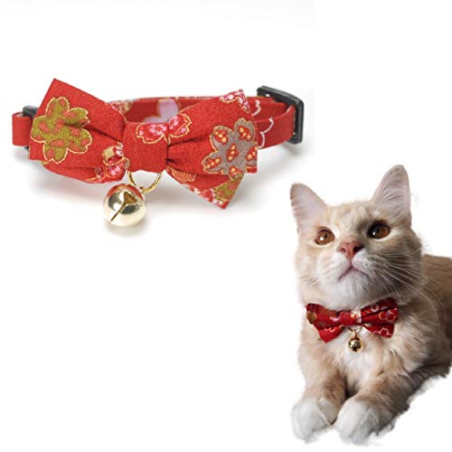 Necoichi Kimono Bow Tie Cat Collar (Red) Necoichi Kimono Bow Tie Cat Collar (Red)